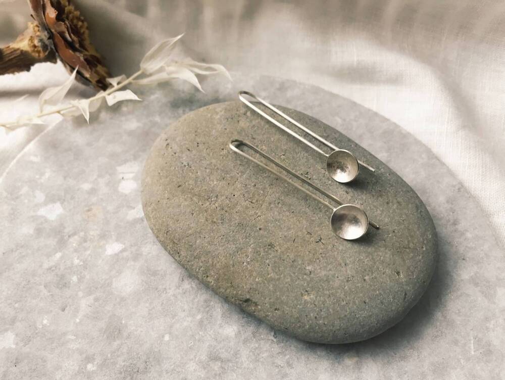 NEW MODERN MADINI women's tiny bowl drop earring in silver